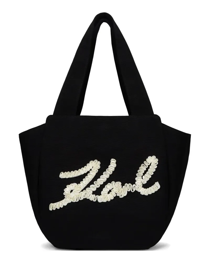 Karl Lagerfeld Signature ruffled-logo tote bag - Schwarz Schwarz