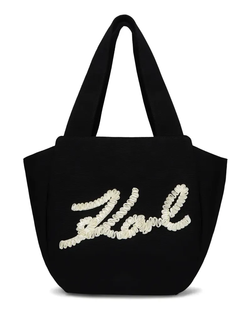 Karl Lagerfeld Signature ruffled-logo tote bag - Schwarz Schwarz