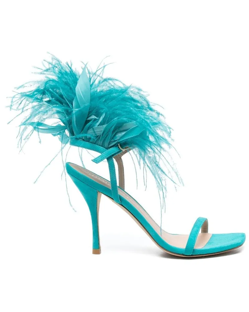 Stuart Weitzman Sandalen mit Federn - Blau Blau