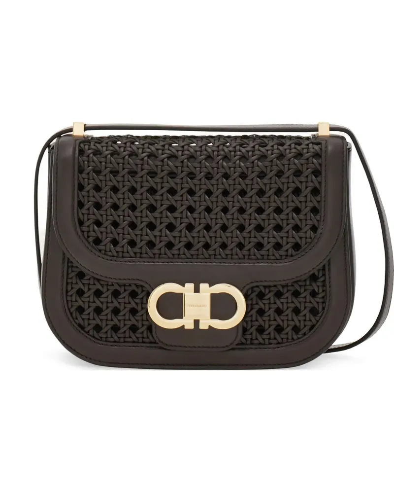 Ferragamo Double Gancini North-South Umhängetasche (XS) - Braun Braun