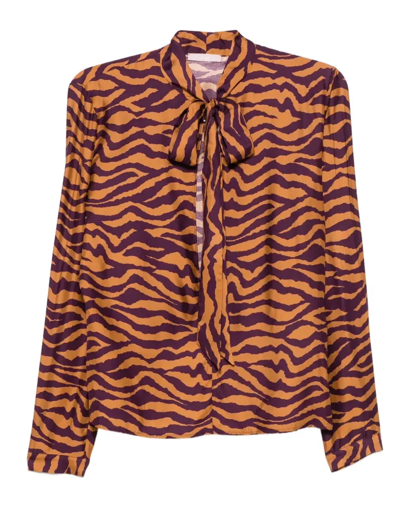Kristina Ti Schluppenbluse mit Zebra-Print - Orange Orange