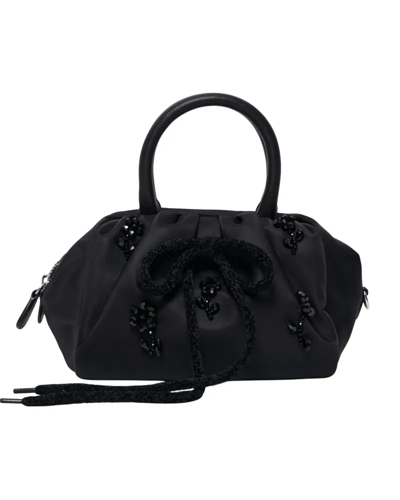 Simone Rocha beaded-bow gathered shoulder bag - Schwarz Schwarz