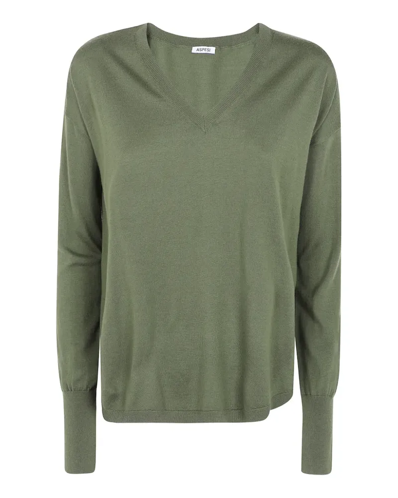 ASPESI Pullover mit V-Ausschnitt - Grün Grün