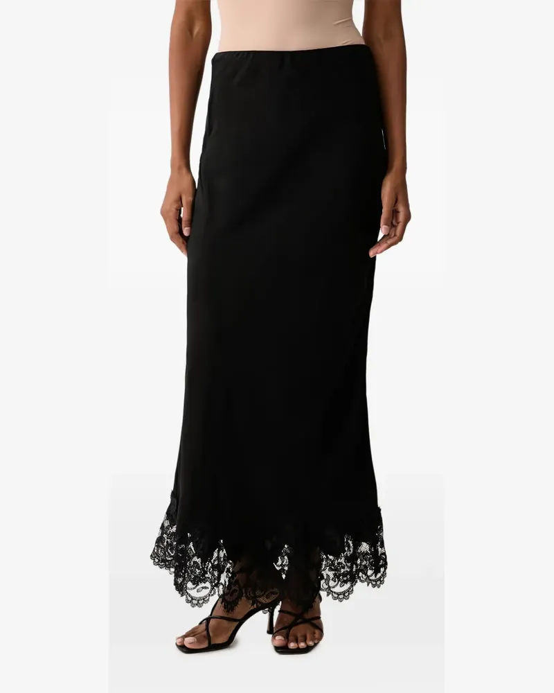 Bardot Elisan lace-trim satin-finish maxi skirt - Schwarz Schwarz
