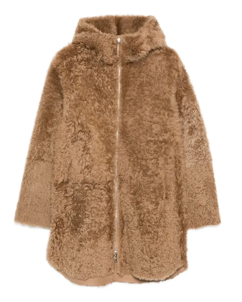 UTZON Joli Shearling-Mantel mit Kapuze - Nude Nude