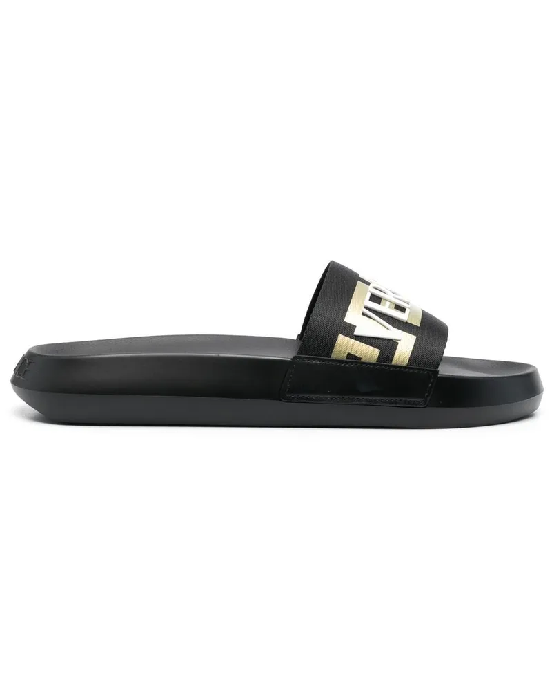 Versace Pantoletten mit Logo-Applikation - Schwarz Schwarz