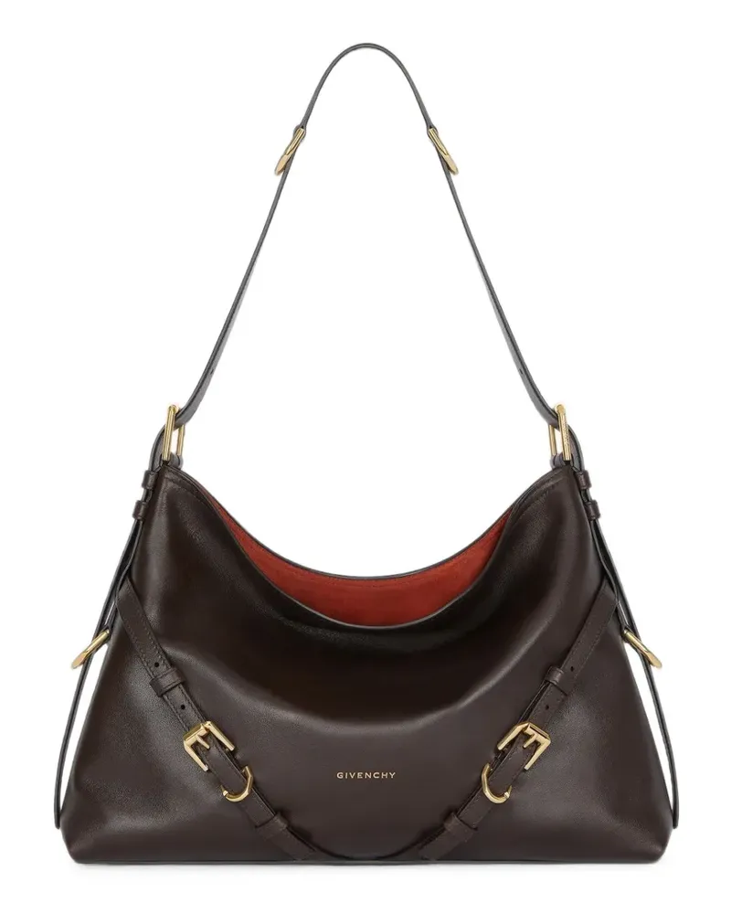 Givenchy Mittelgroße Voyou Tasche aus glänzendem Leder - Braun Braun