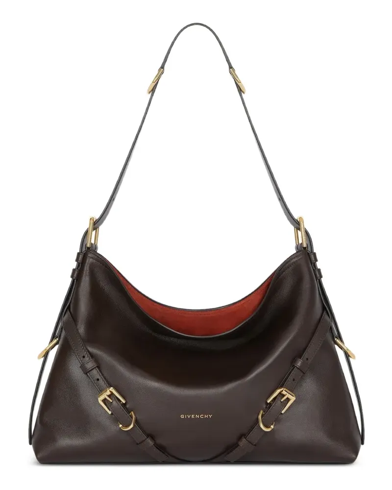 Givenchy Mittelgroße Voyou Tasche aus glänzendem Leder - Braun Braun