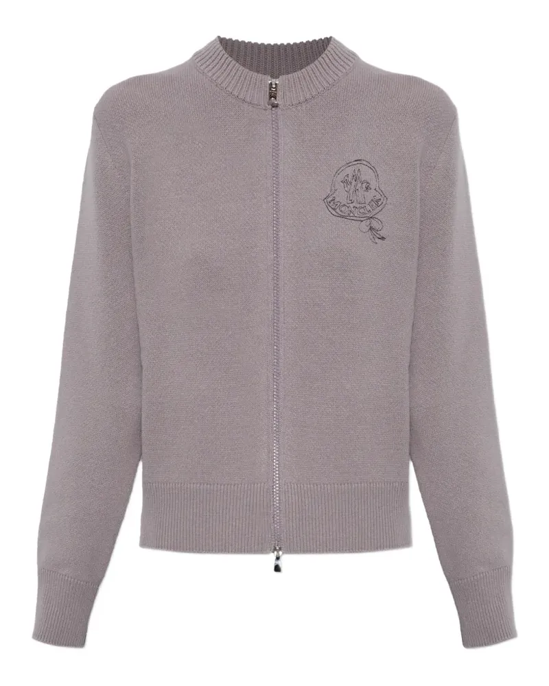 Moncler Kaschmirschal mit Logo-Stickerei - Violett Violett