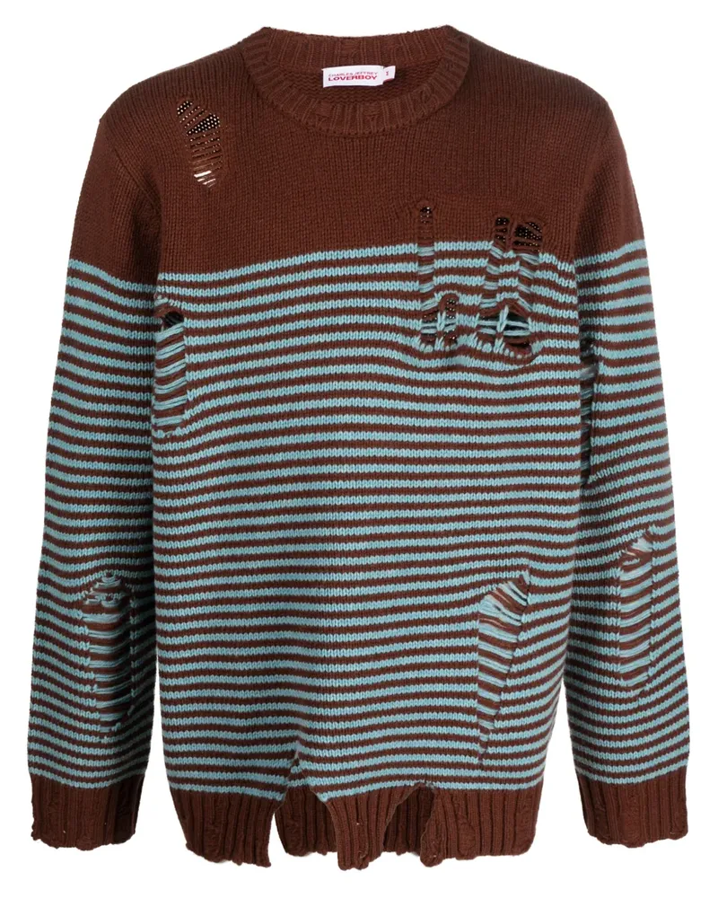 Charles Jeffrey Loverboy Gestreifter Distressed-Pullover - Blau Blau