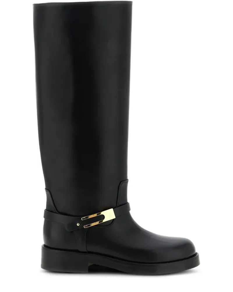 Elisabetta Franchi Stiefel mit Logo-Schild - Schwarz Schwarz