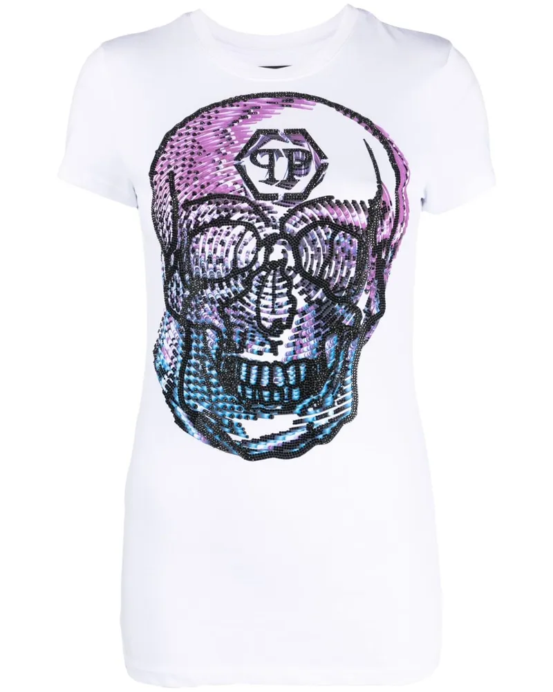Philipp Plein T-Shirt mit Kristallen - Weiß Weiß