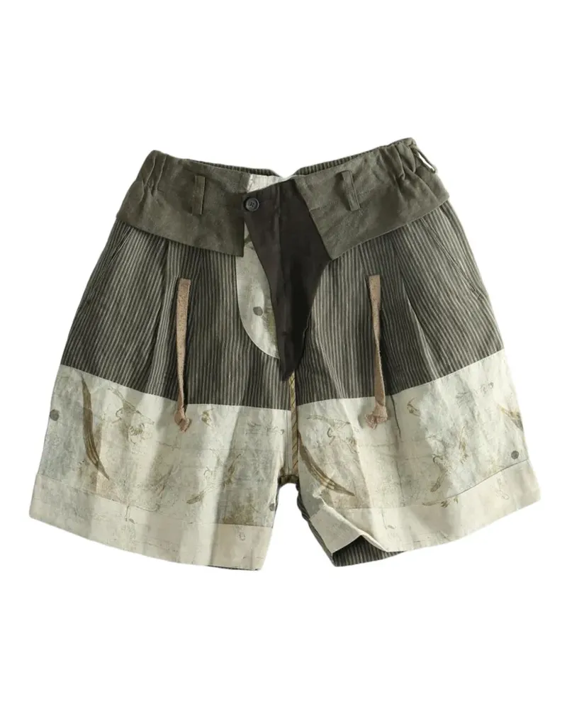 Ziggy Chen heavy patchwork panelled corduroy shorts - Grün Grün