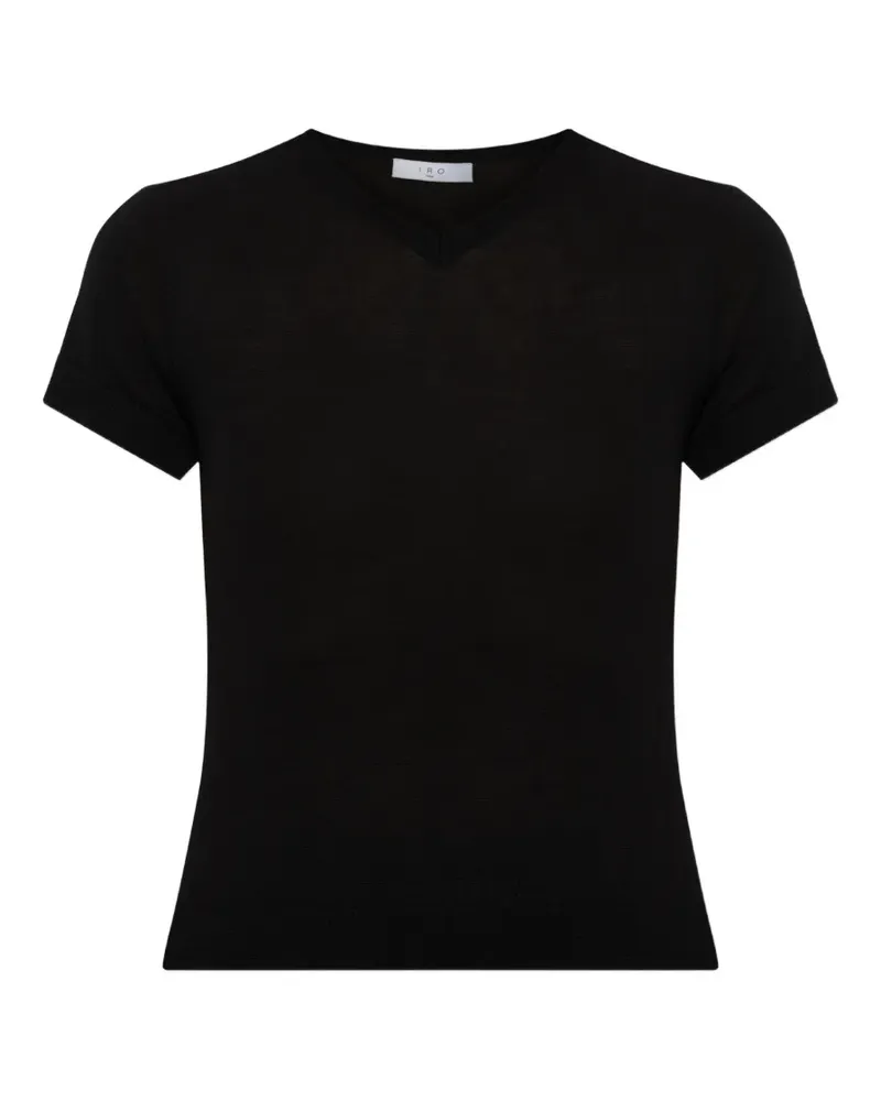 IRO Idille T-Shirt mit V-Ausschnitt - Schwarz Schwarz