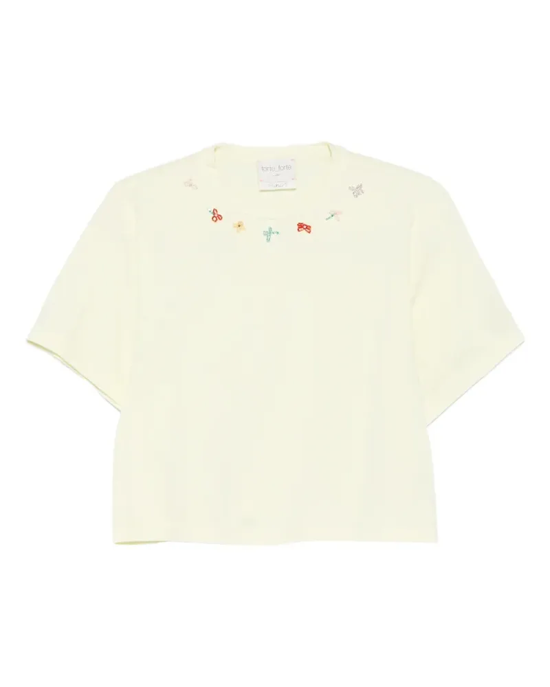 forte_forte floral-embroidered T-shirt - Gelb Gelb