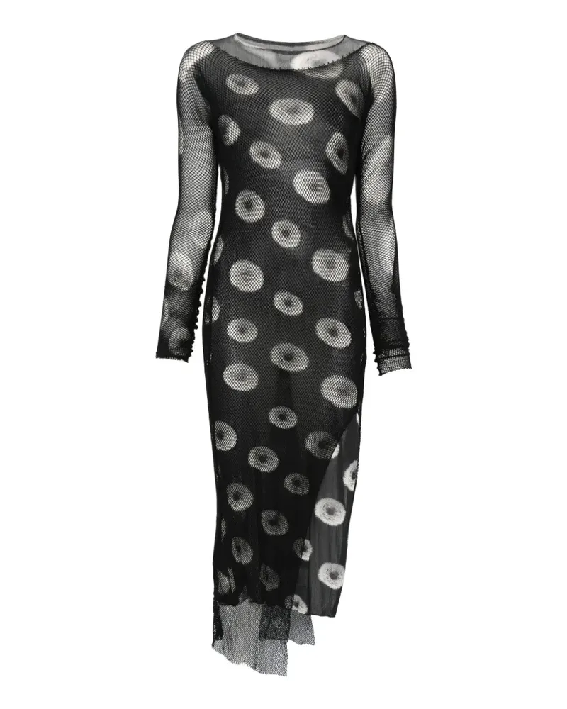 Yohji Yamamoto Midikleid mit langen Ärmeln - Schwarz Schwarz