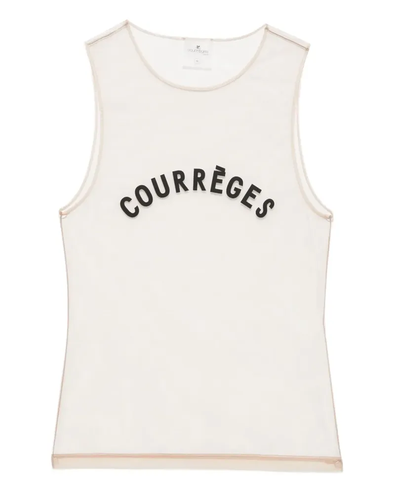 Courrèges Tülloberteil mit Logo-Print - Nude Nude