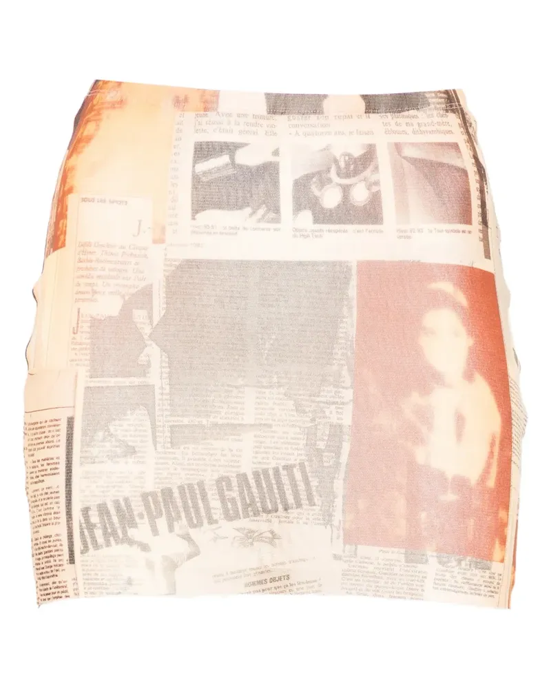 Jean Paul Gaultier newspaper-print mini skirt - Nude Nude