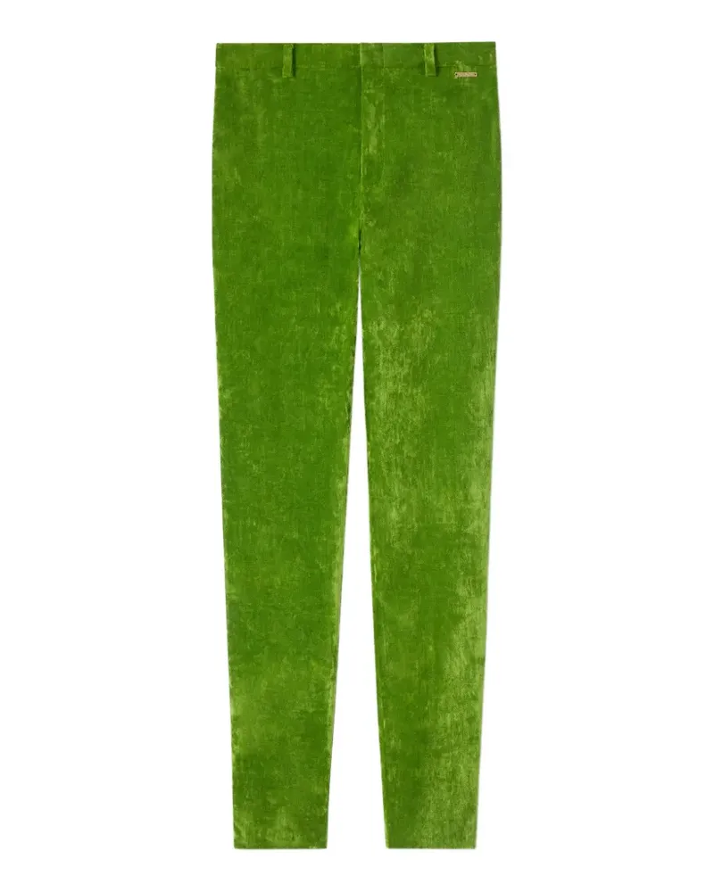 Gucci Schmale Hose mit Logo-Schild - Grün Grün