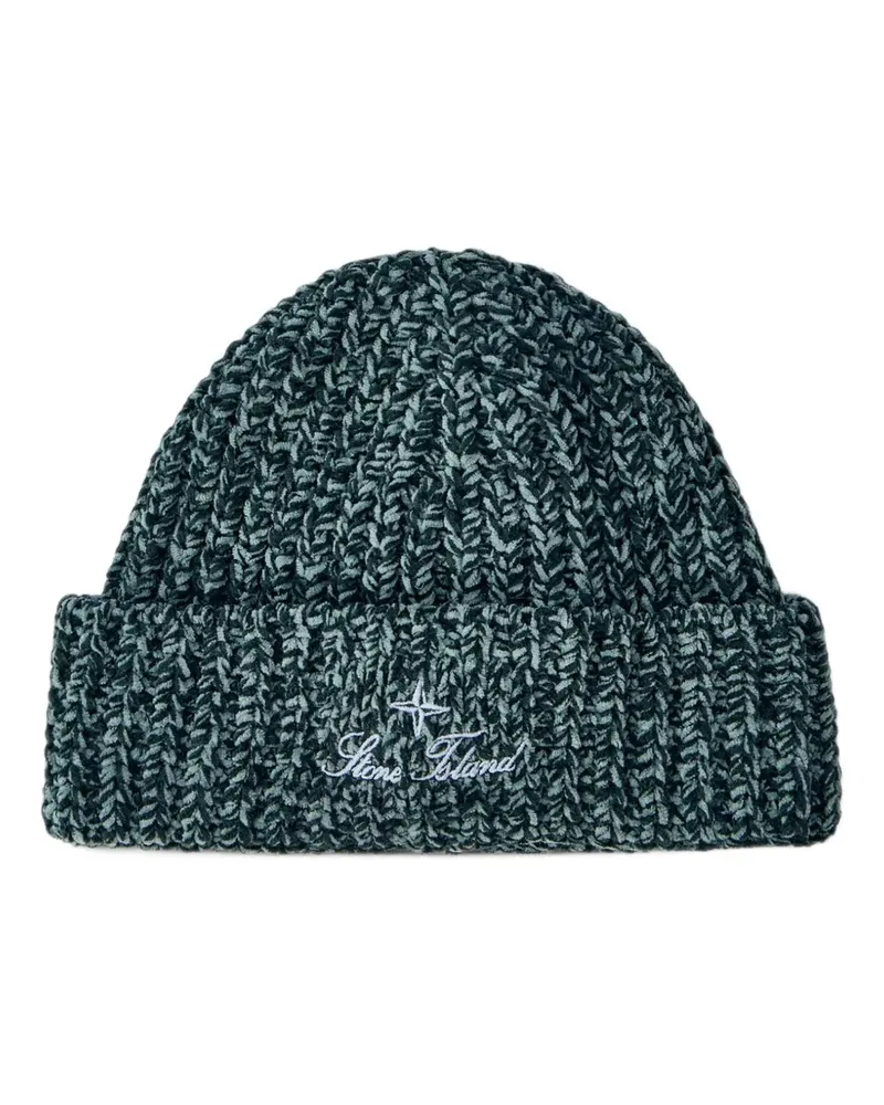 Stone Island ribbed-knit beanie hat - Blau Blau