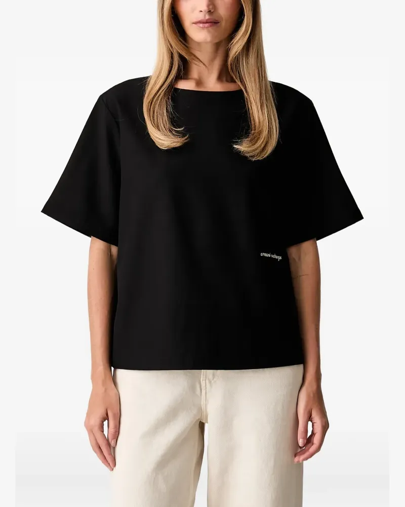 Armani Exchange Oberteil mit Logo-Stickerei - Schwarz Schwarz