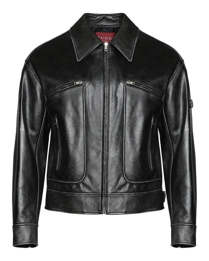 Gucci black leather jacket - Schwarz Schwarz