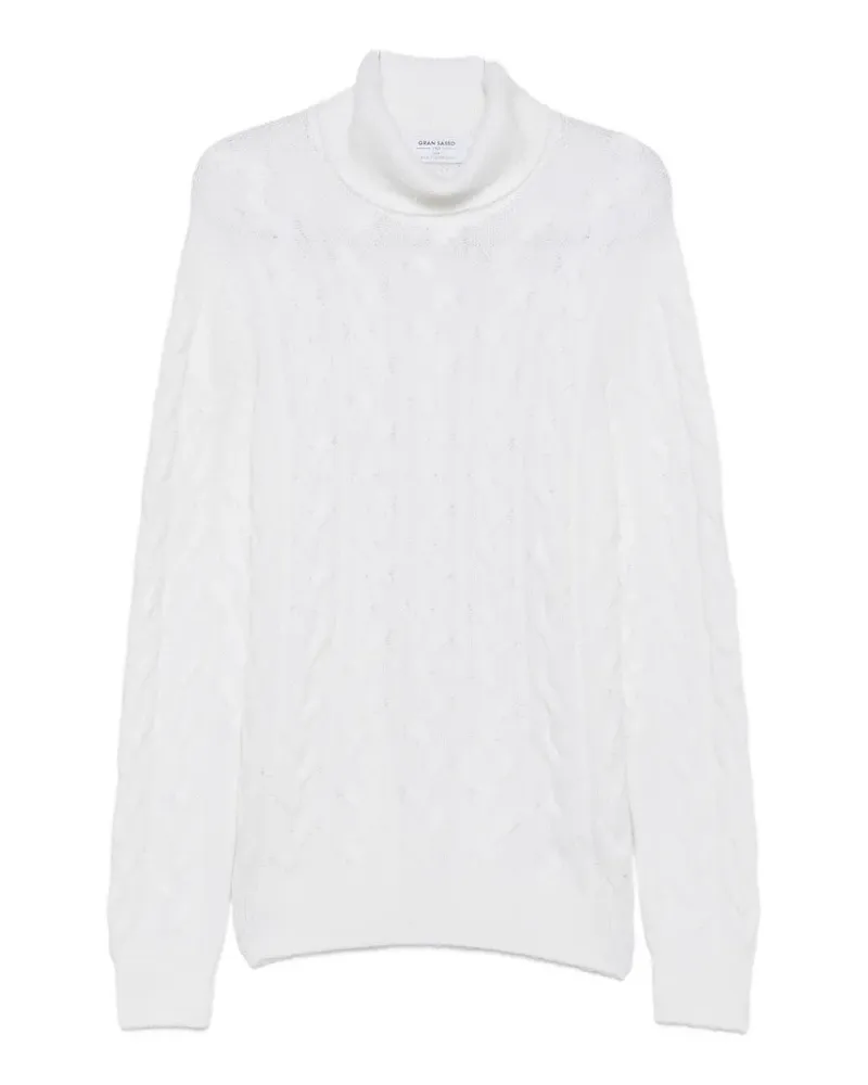 Gran Sasso Rollkragenpullover mit Zopfmuster - Weiß Weiß
