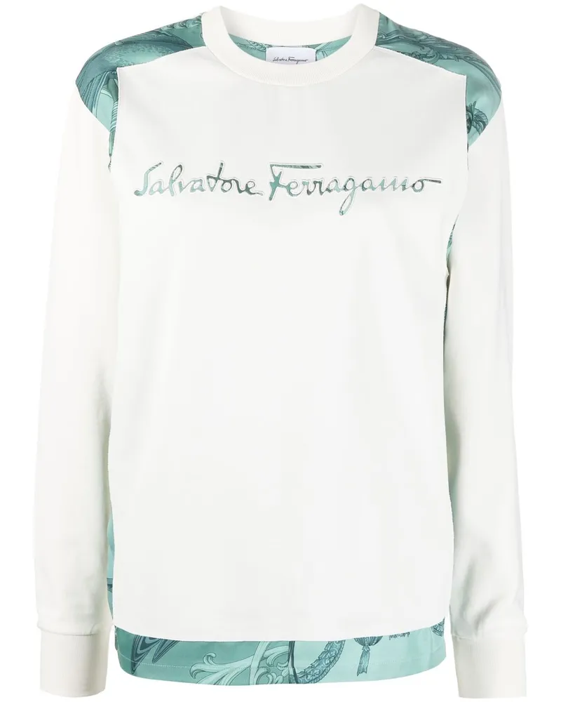 Ferragamo Sweatshirt mit Logo-Stickerei - Weiß Weiß