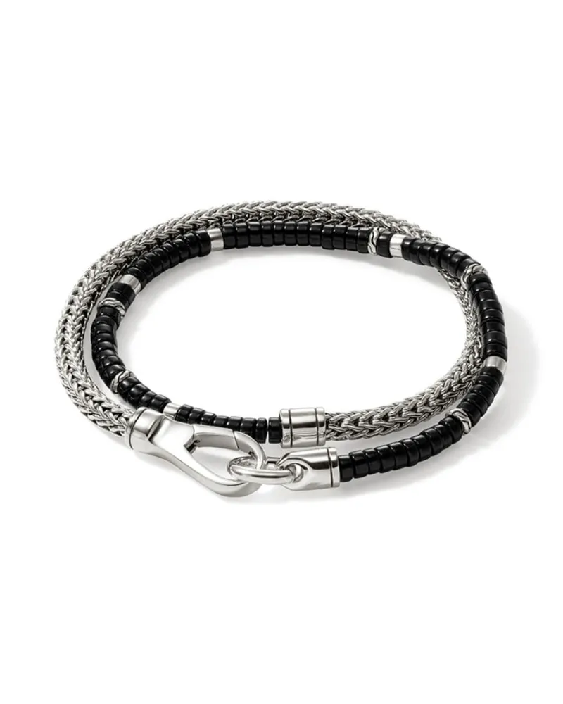 John Hardy Heishi-Armband aus Sterlingsilber mit schwarzem Onyx Silber