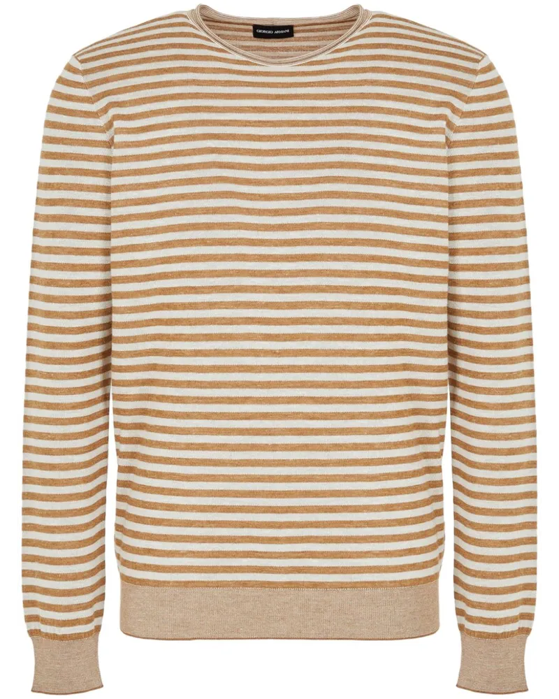 Giorgio Armani Gestreifter Pullover - Braun Braun