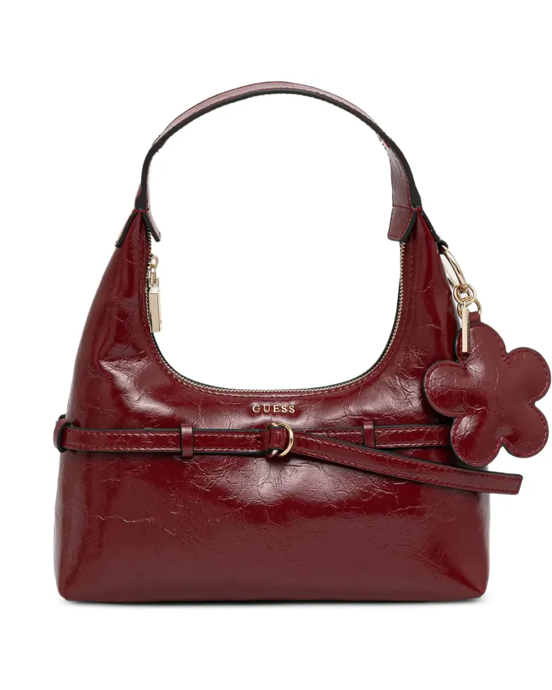 Guess Taylor Schultertasche mit Schnallenriemen und Blumenanhänger - Rot Rot