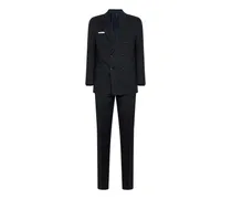 double-breasted virgin wool suit - Blau