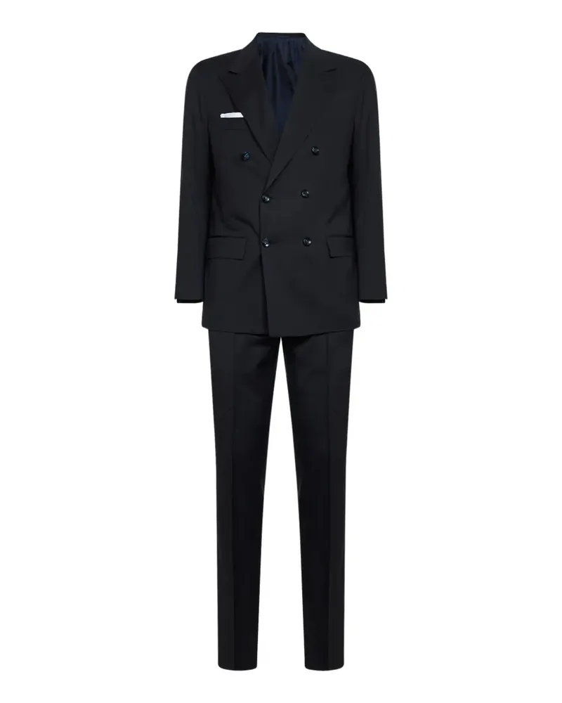 Kiton double-breasted virgin wool suit - Blau Blau