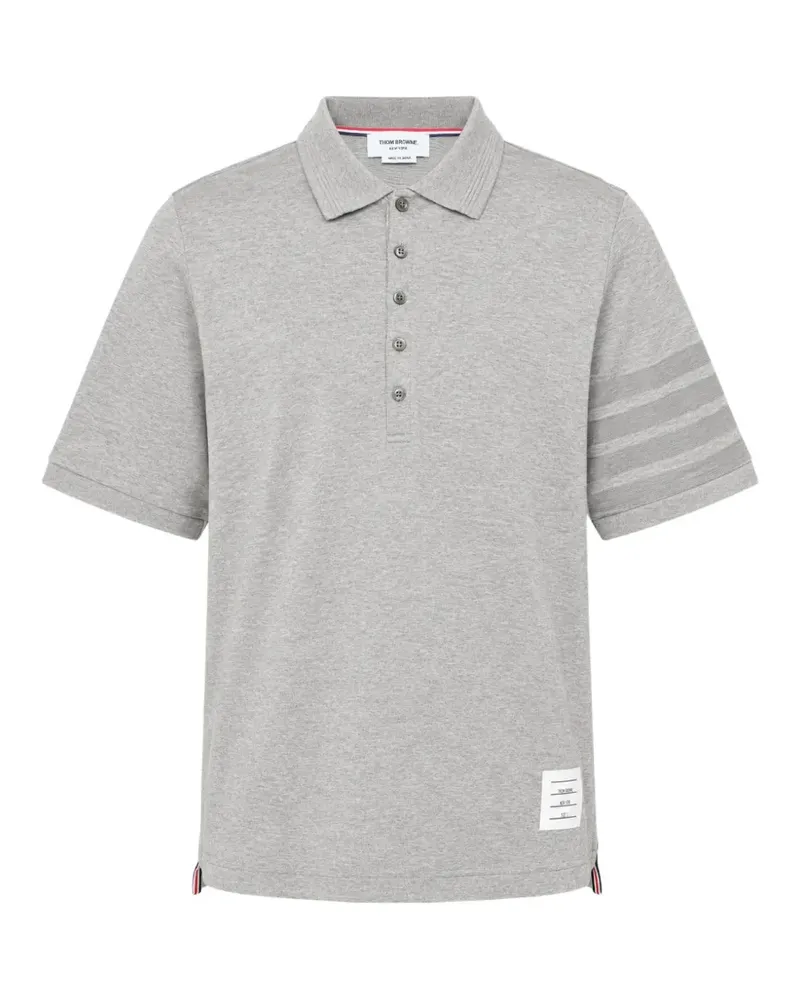 Thom Browne Jersey-Poloshirt mit Streifen-Logo - Grau Grau