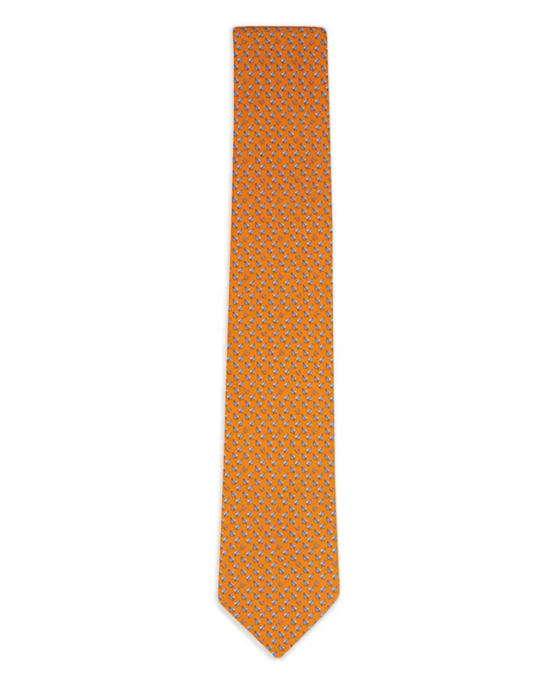 Ferragamo paper-plane-print tie - Orange Orange