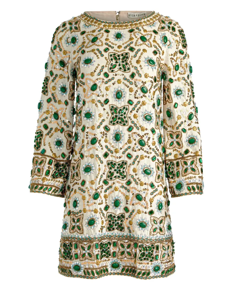 Alice + Olivia Eleonora Kleid mit Nieten - Weiß Weiß