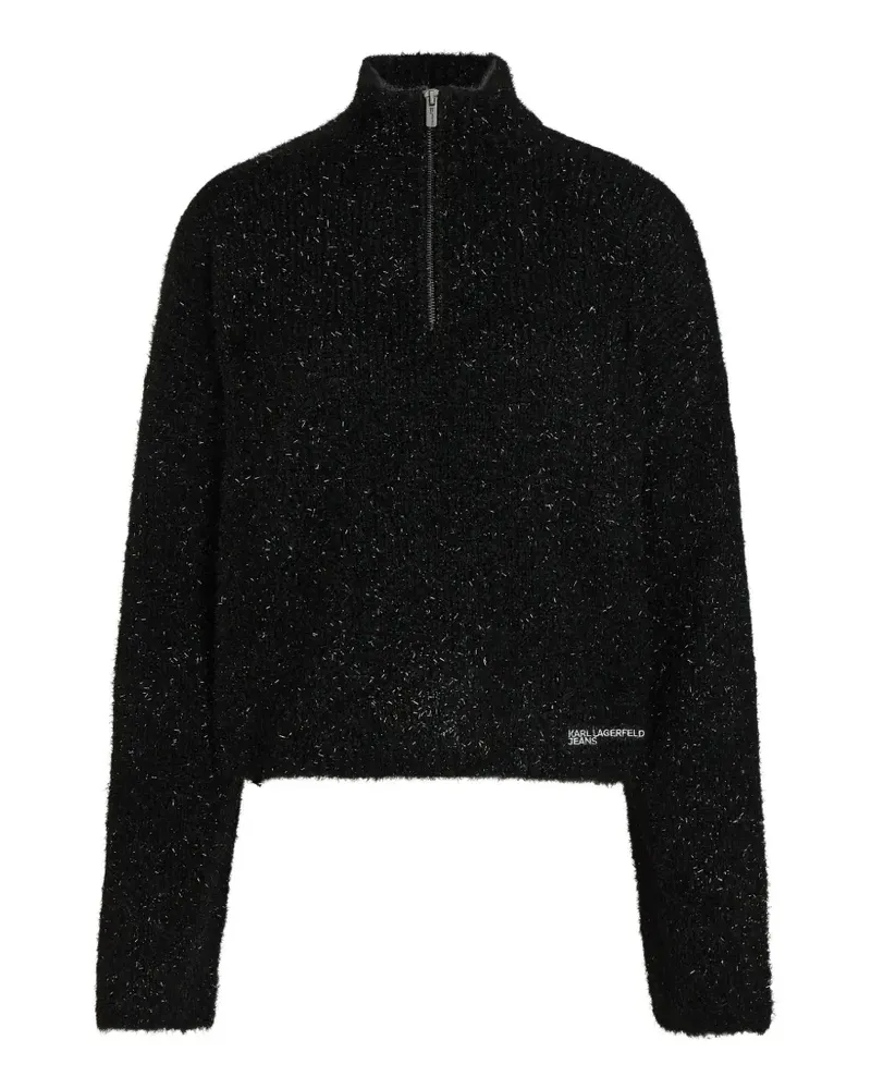 Karl Lagerfeld half-zip fluffy-knit sweater - Schwarz Schwarz