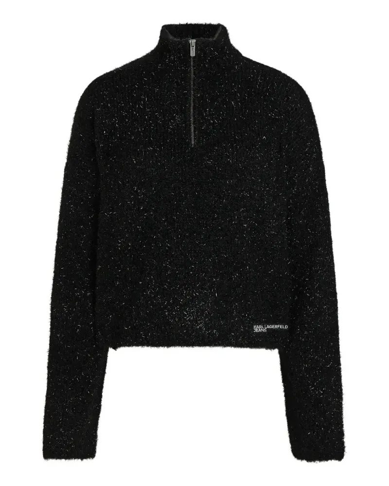 Karl Lagerfeld Pullover mit kurzem Reißverschluss - Schwarz Schwarz
