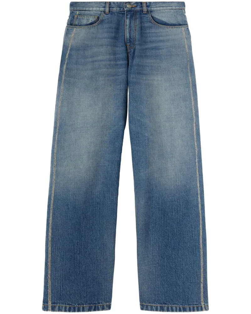 Palm Angels Lockere Jeans mit abgerundetem Logo - Blau Blau
