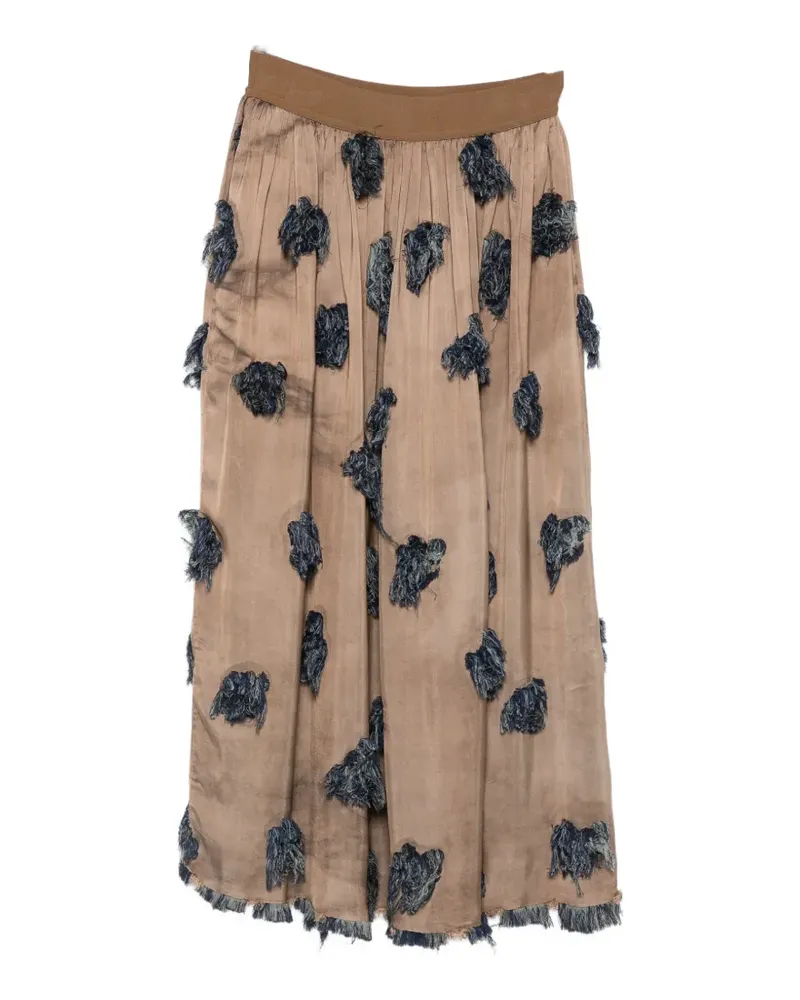 Uma Wang fringed-appliqué maxi skirt - Nude Nude