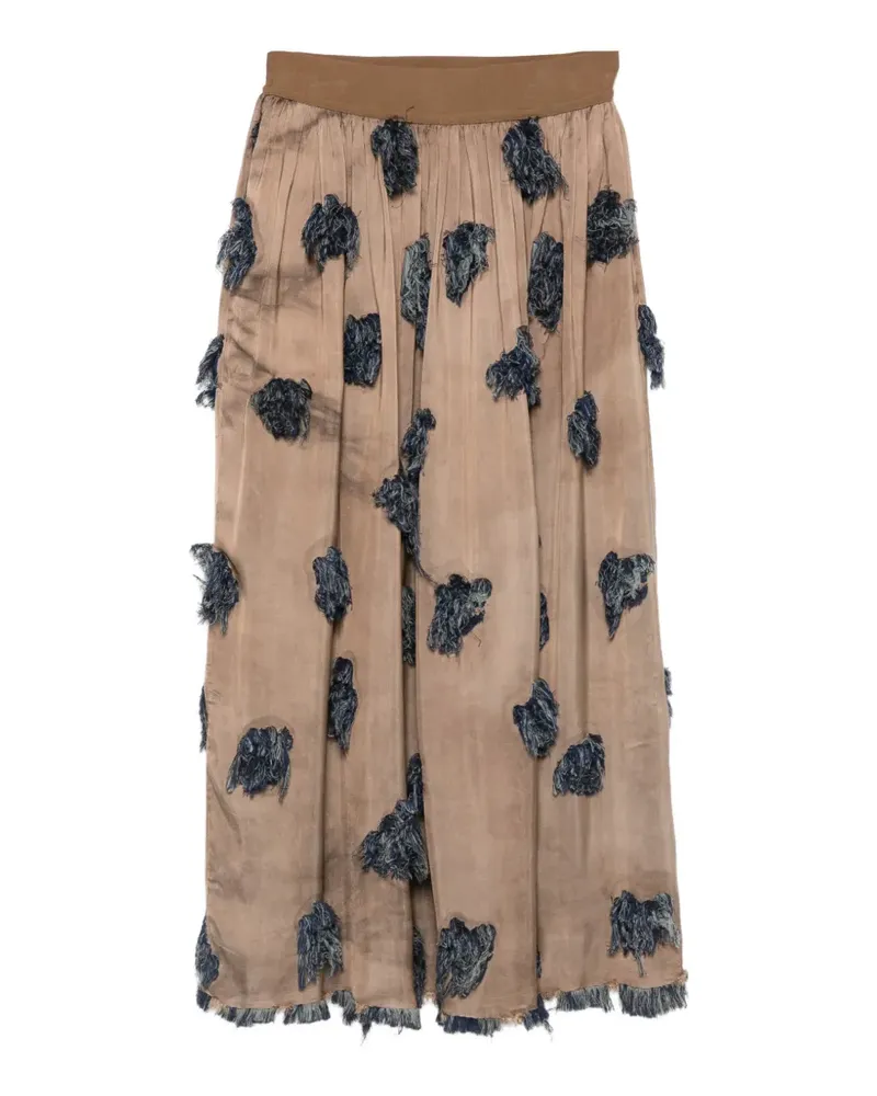 Uma Wang fringed-appliqué maxi skirt - Nude Nude