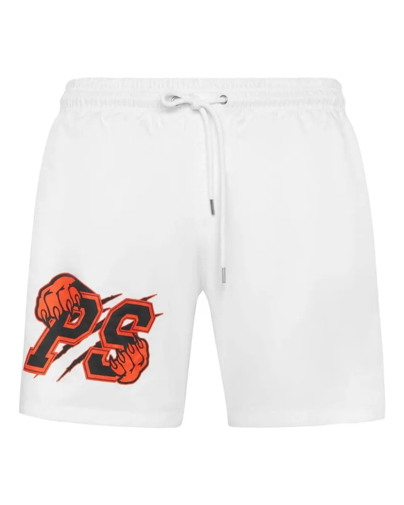 Philipp Plein Badeshorts mit Logo-Print - Weiß Weiß