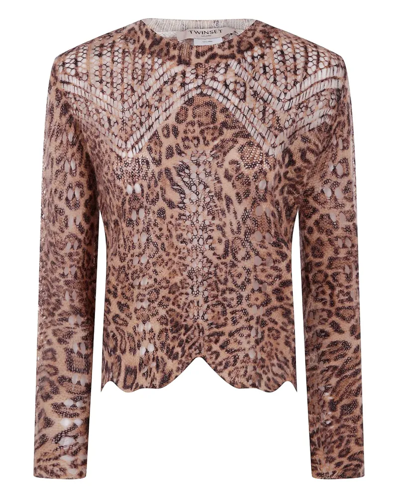 Twin-Set Pullover mit Animalier-Print - Braun Braun