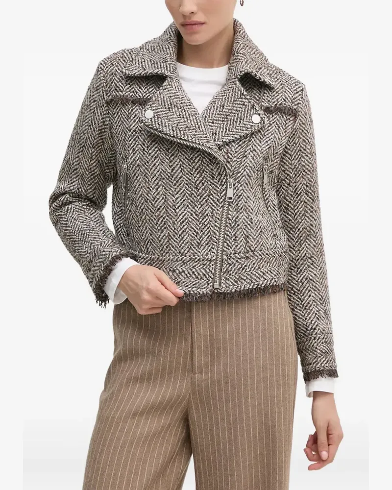 Sisley Jacke mit Fischgrätenmuster - Grau Grau