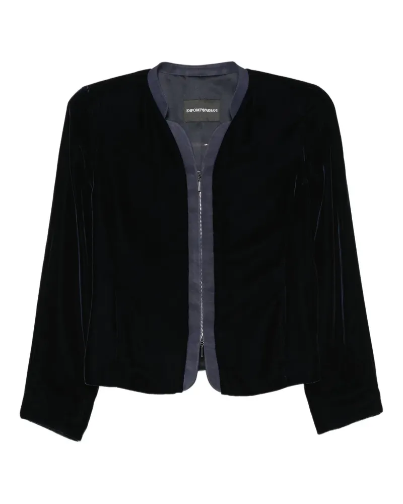 Emporio Armani Samtjacke mit Reißverschluss - Blau Blau
