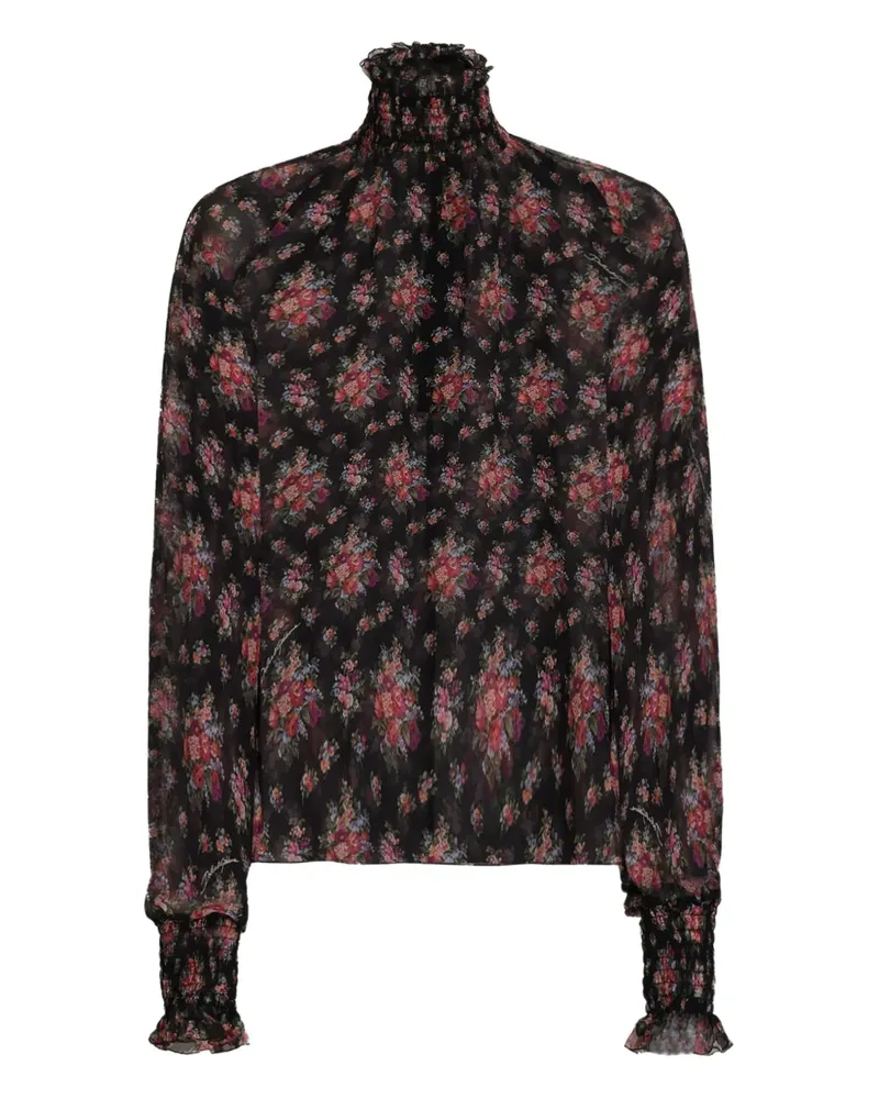 Dolce & Gabbana Bluse mit Blütenmuster - Schwarz Schwarz