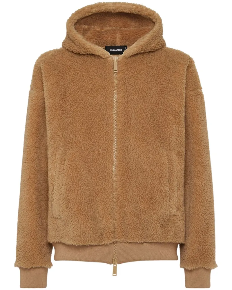 Dsquared2 Kapuzenjacke mit Sherpa-Stickerei - Nude Nude
