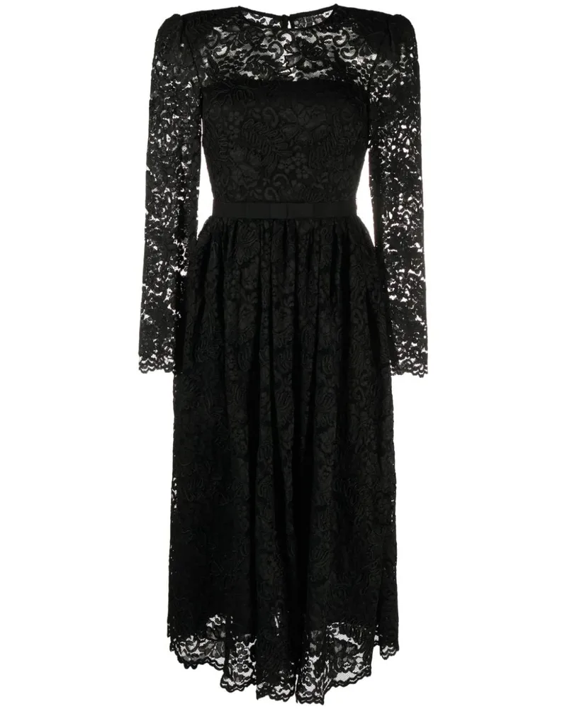 Self-Portrait Spitzenkleid mit Blumenspitze - Schwarz Schwarz