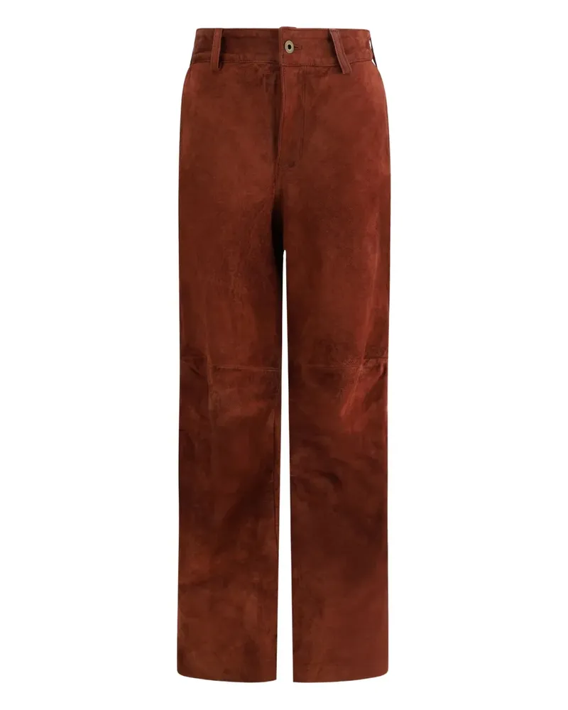 Salvatore Santoro Gerade Lederhose mit Knöpfen - Braun Braun