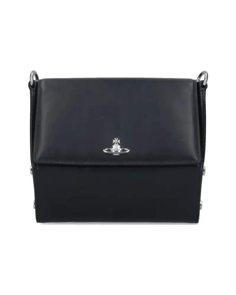 Vivienne Westwood Schultertasche mit Orb-Schild - Schwarz Schwarz